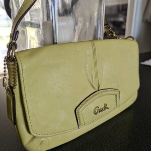 Coach Yellow Leather Shoulder Bag with Signature Design